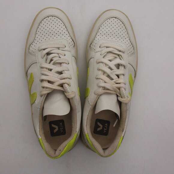 Veja V 10 Women's Size 8  White Green Leather Lace Up Logo Sneakers Lace Up - Picture 9 of 10